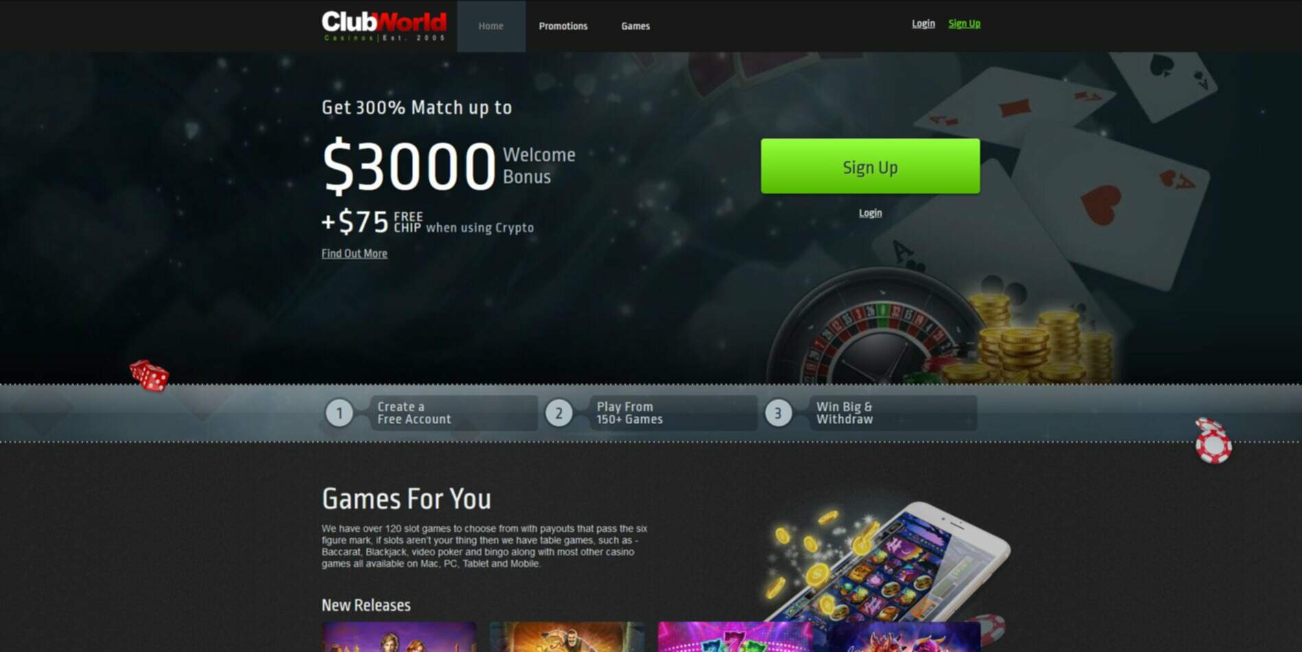 Club World Casino Home Page